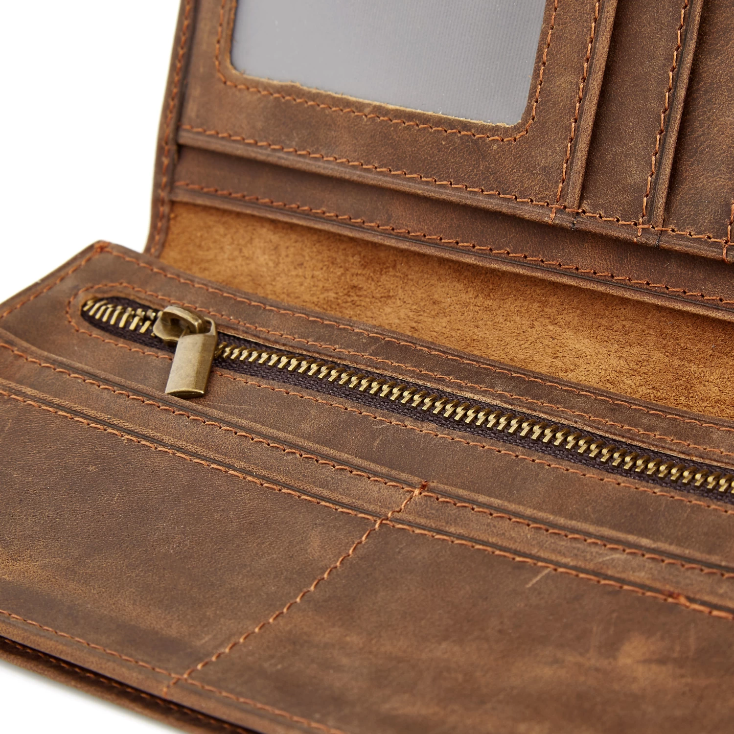 Large Slim Brown Leather Wallet - Image 5