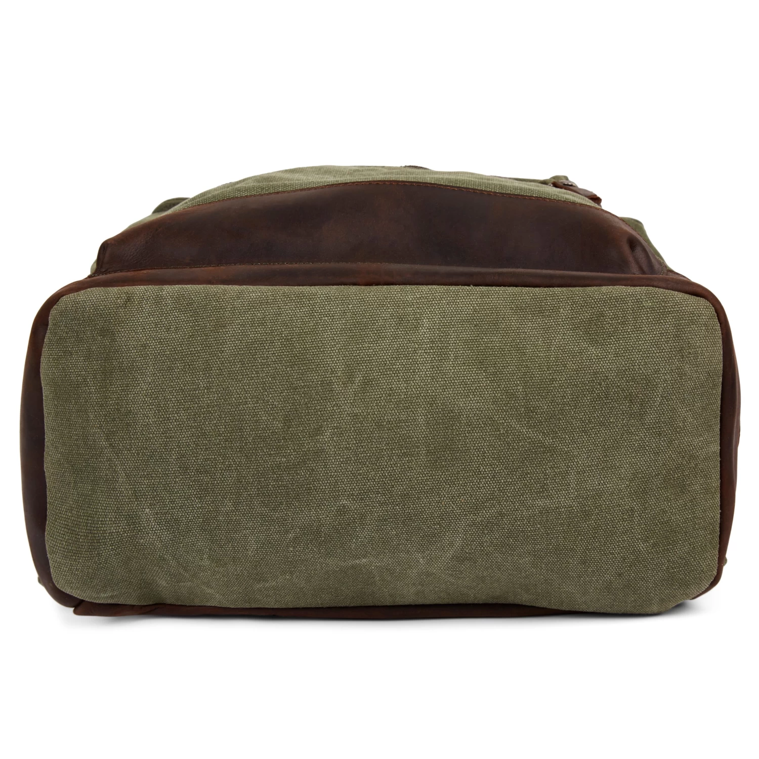 Tarpa | Olive Green Canvas & Dark Brown Leather Backpack - Image 6
