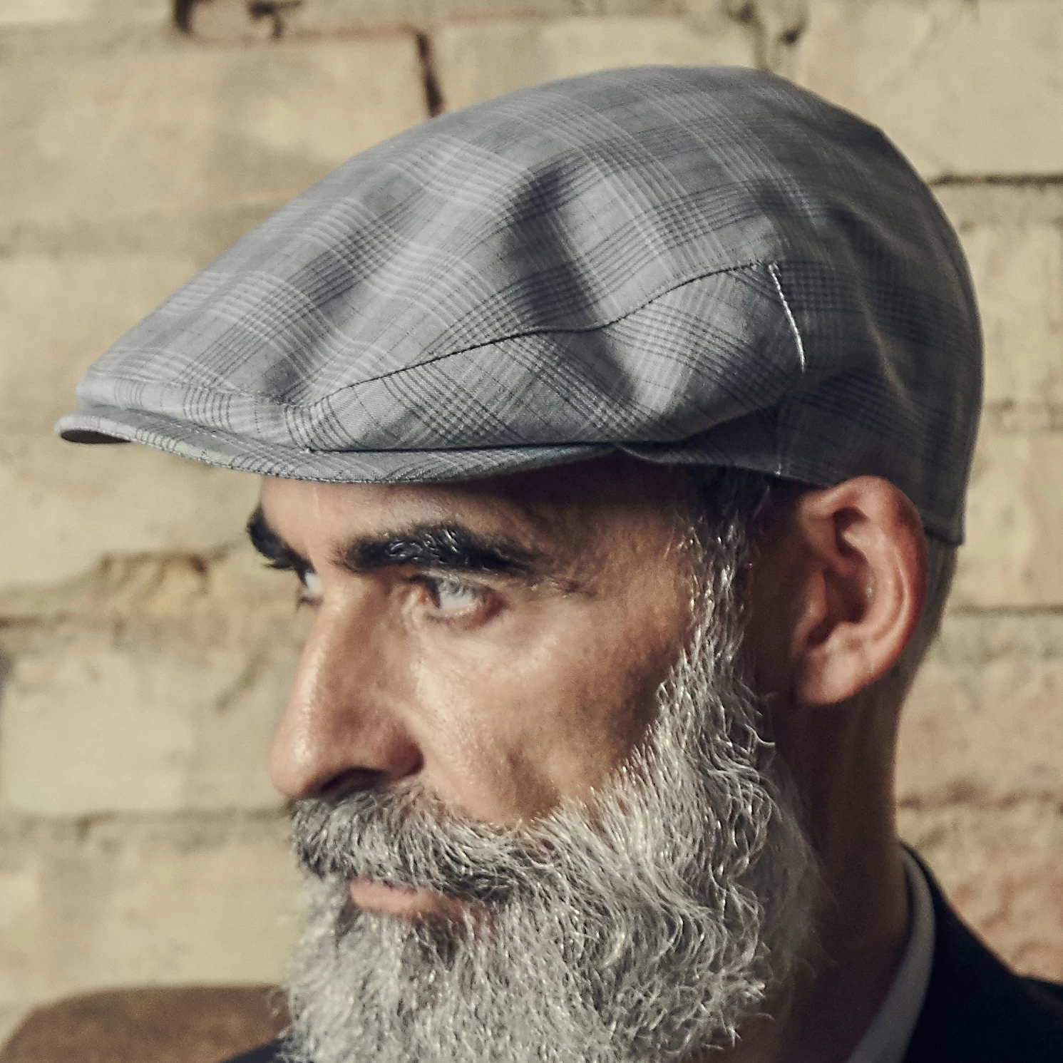 Moda | Camouflage & Light Grey Plaid Flat Cap - Image 7