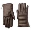 Brown Touchscreen Ribbed Leather Gloves