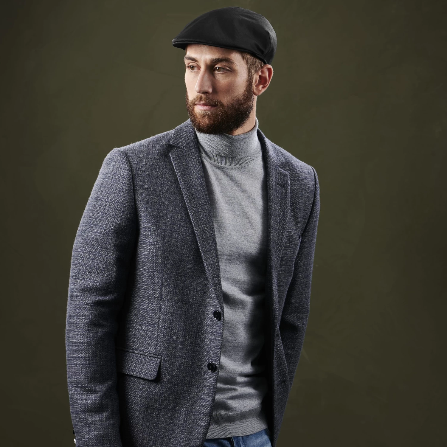 Tirol | Black Cotton Flat Cap - Image 4