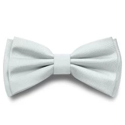 Silver-tone Pre-Tied Herringbone Bow Tie