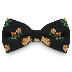 Black & True Orange Floral Pre-Tied Bow Tie
