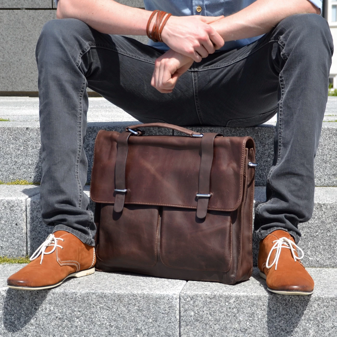 Vintage Dark Brown Leather Case - Image 12