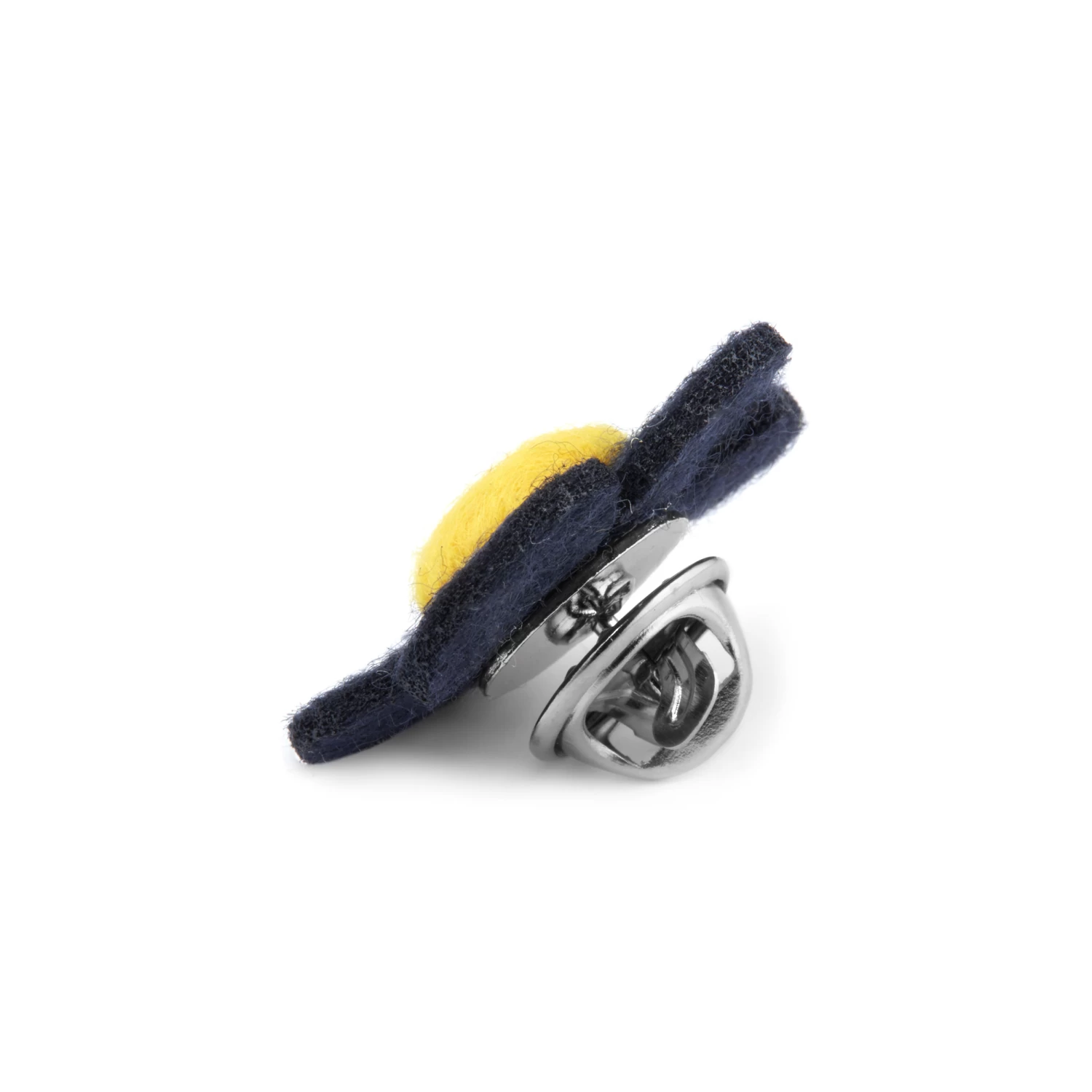 Navy Blue & Lemon Yellow Felt Flower Lapel Pin - Image 4