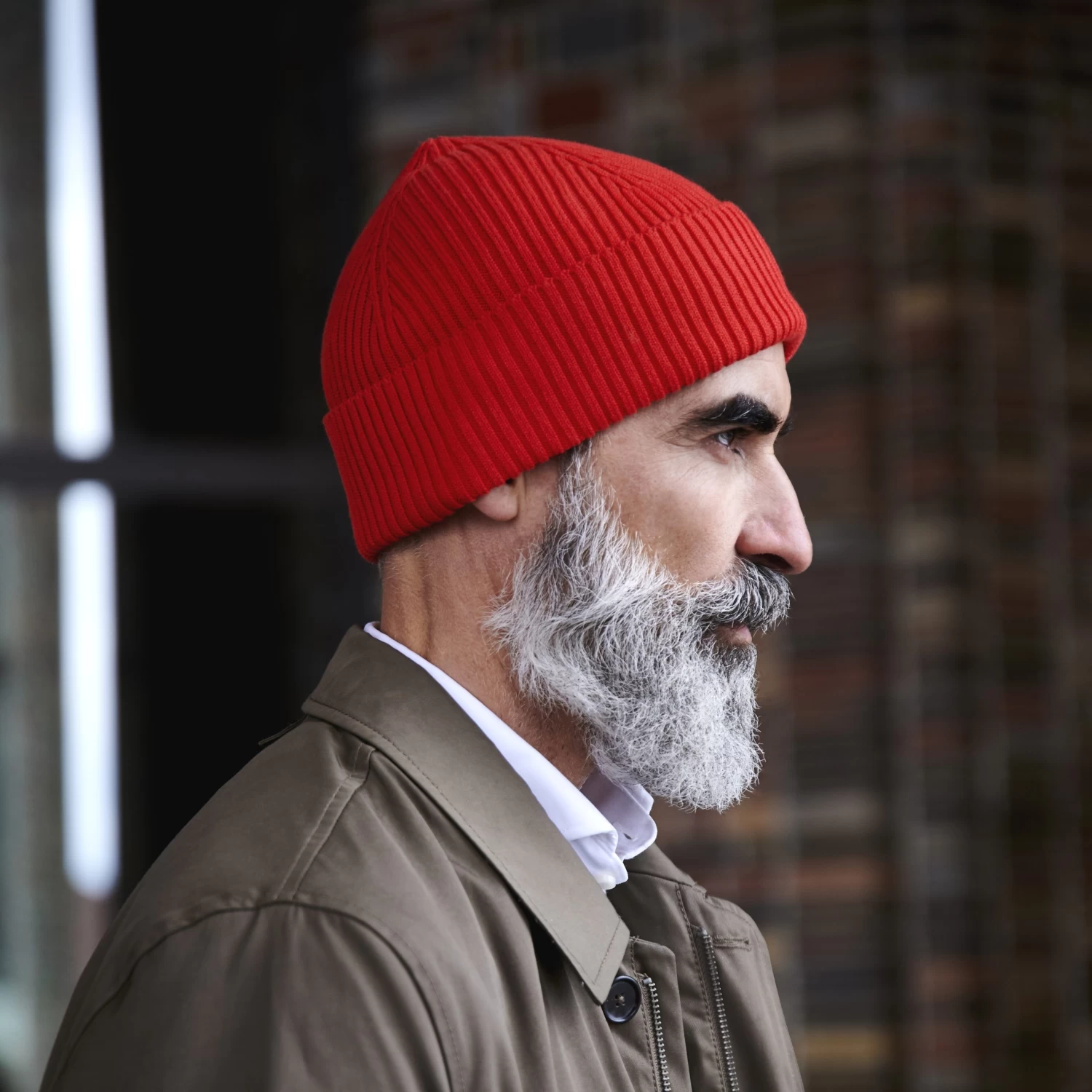 Kite | Cherry Red Lightweight Organic Cotton Chunky Knitted Rib Beanie - Image 5
