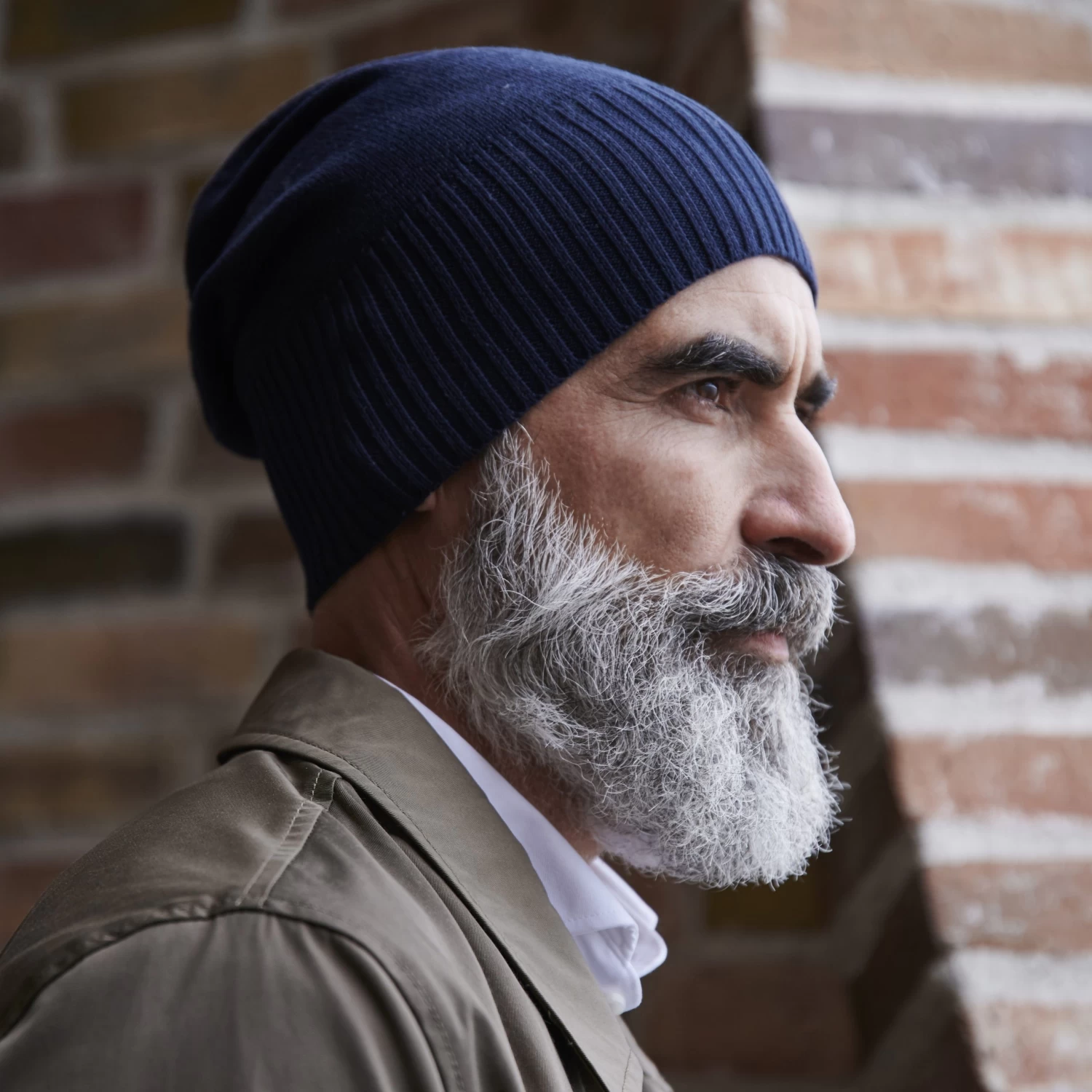 Kite | Navy Blue Lightweight Organic Cotton Chunky & Fine Knitted Rib Beanie - Image 3