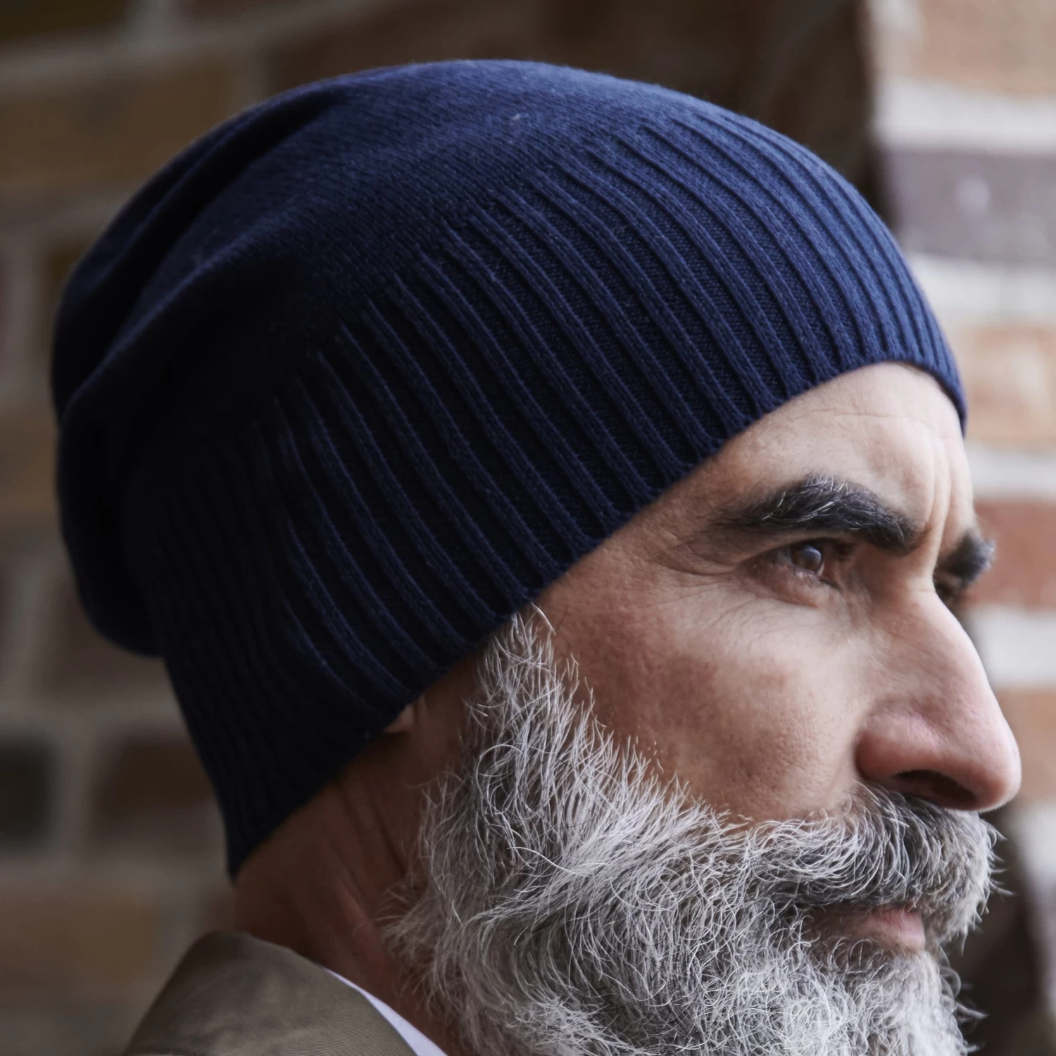 Kite | Navy Blue Lightweight Organic Cotton Chunky & Fine Knitted Rib Beanie - Image 7