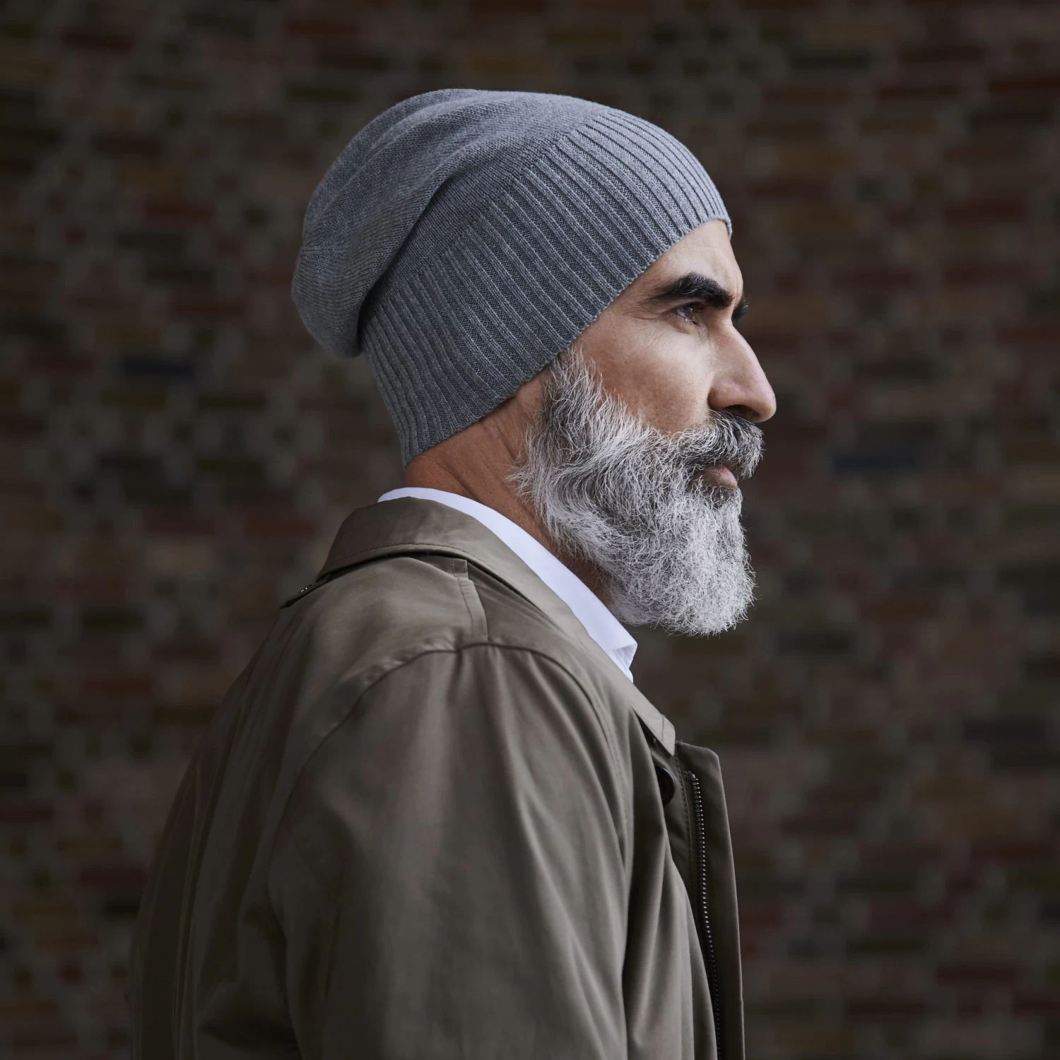 Kite | Light Grey Lightweight Organic Cotton Chunky & Fine Knitted Rib Beanie - Image 4