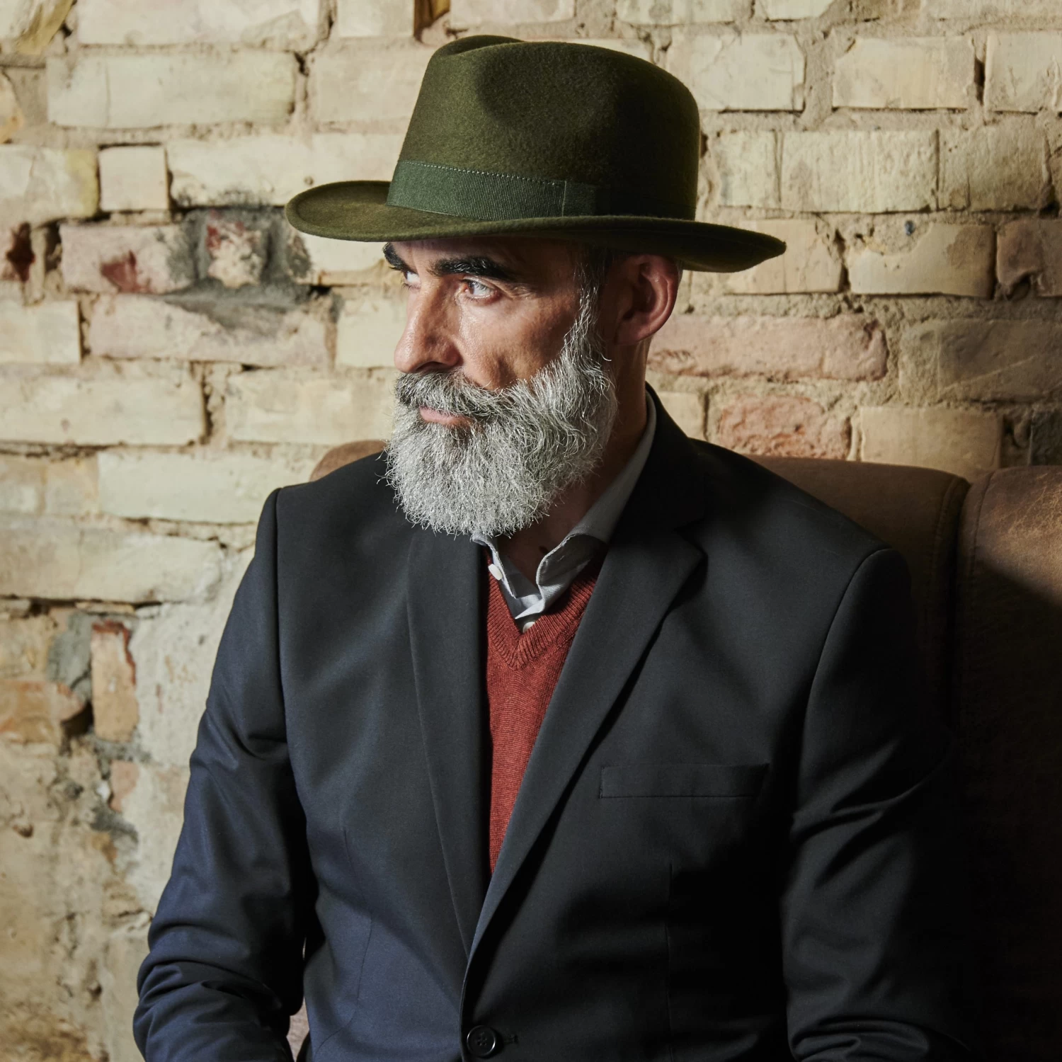 Fido | Olive Green Wool Fedora Hat With Band - Image 5