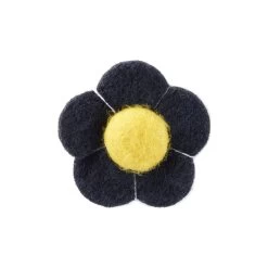 Navy Blue & Lemon Yellow Felt Flower Lapel Pin