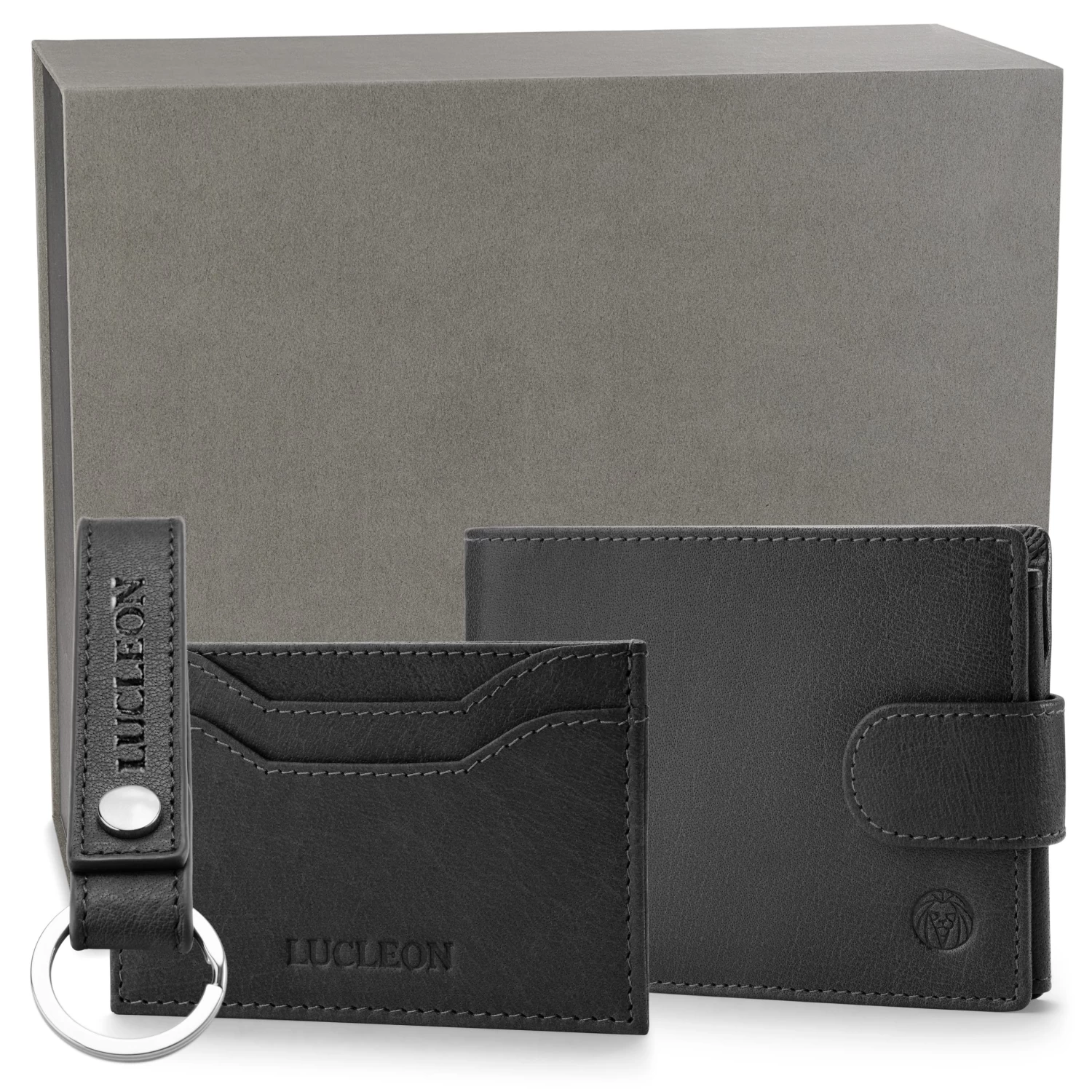 Black RFID-Blocking Buffalo Leather Essentials Gift Box