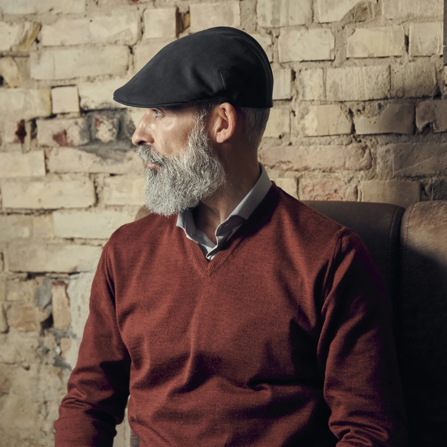 Moda | Dark Grey Cotton Flat Cap - Image 3