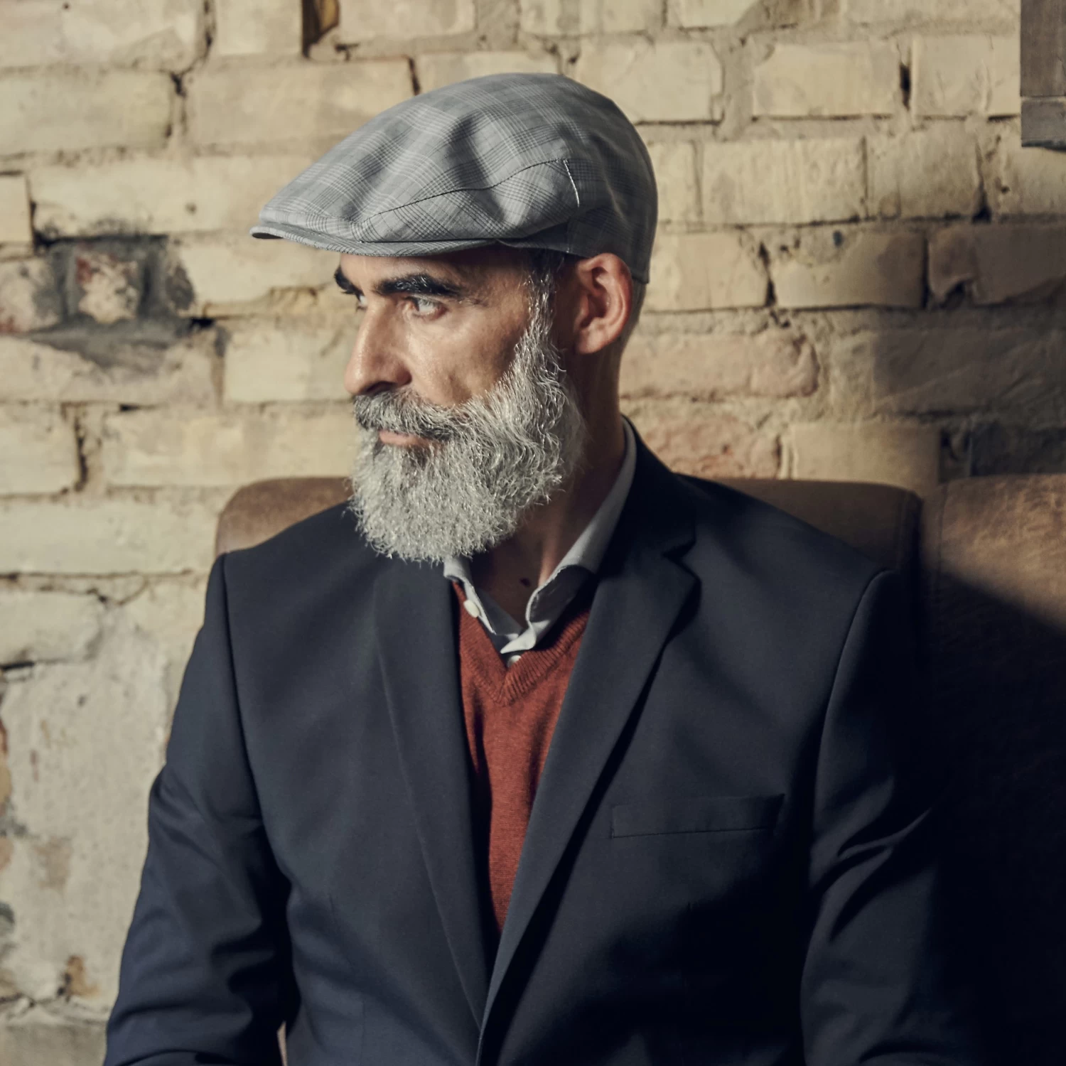 Moda | Camouflage & Light Grey Plaid Flat Cap - Image 5
