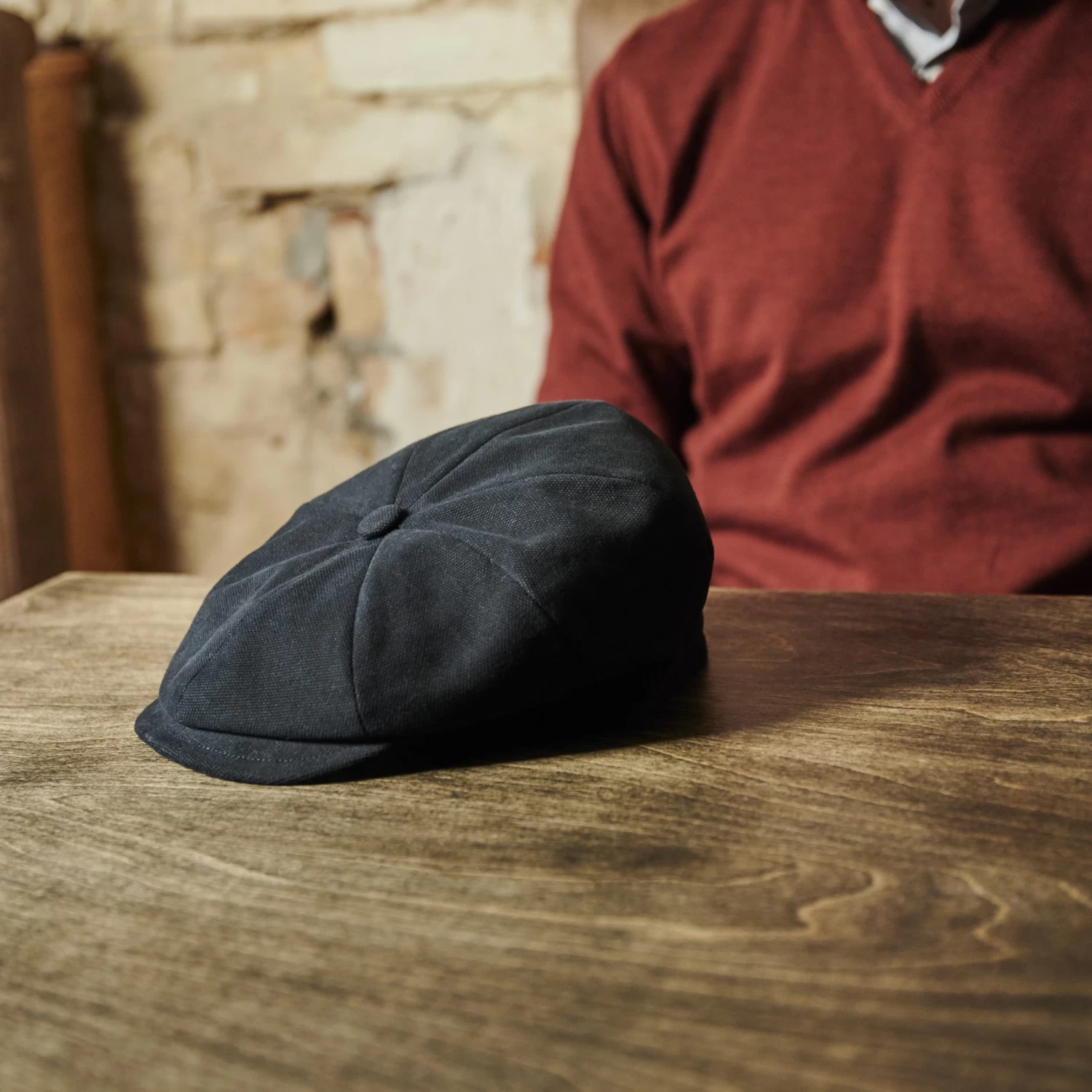 Moda | Black Cotton Newsboy Cap - Image 5