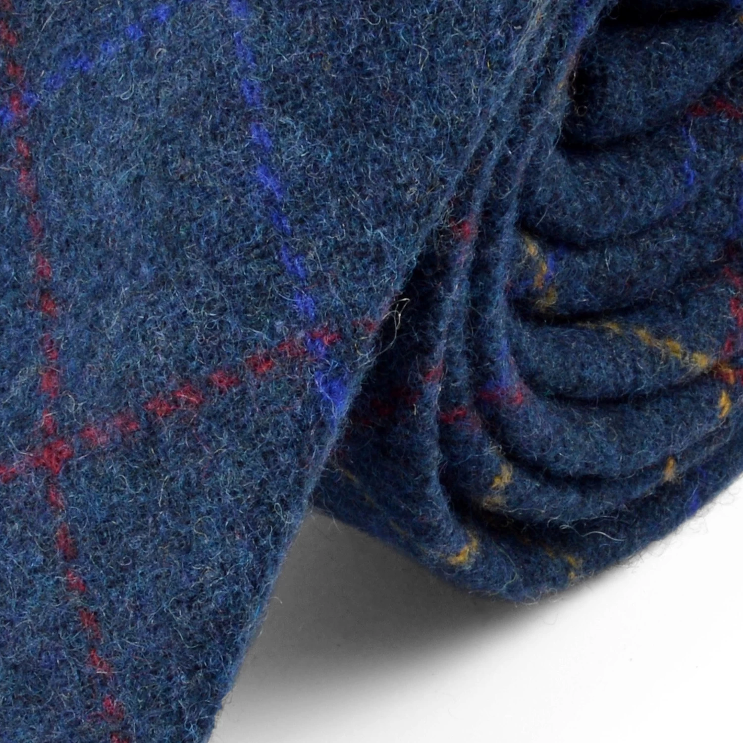 Blue Chequered Handmade Wool Tie - Image 2