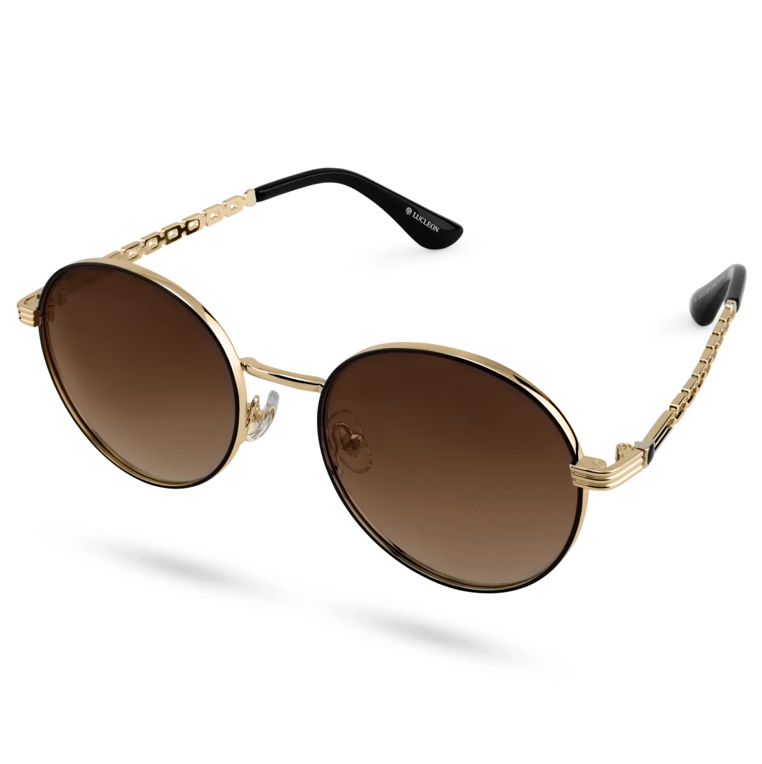 Occasus | Round Gold-tone And Brown Polarized Sunglasses - Image 4