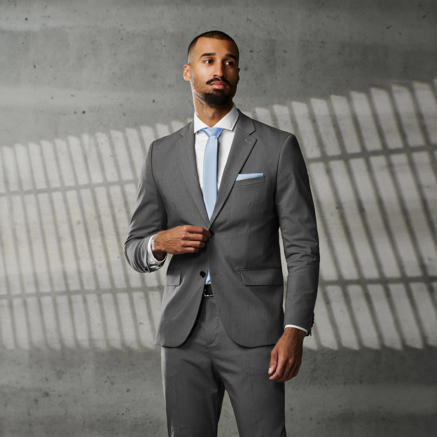 Basic Shiny Baby Blue Polyester Tie - Image 2