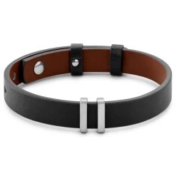 Nomen | Black And Brown Leather ID Bracelet With Silver-tone Elements