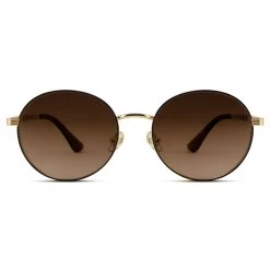 Occasus | Round Gold-tone And Brown Polarized Sunglasses