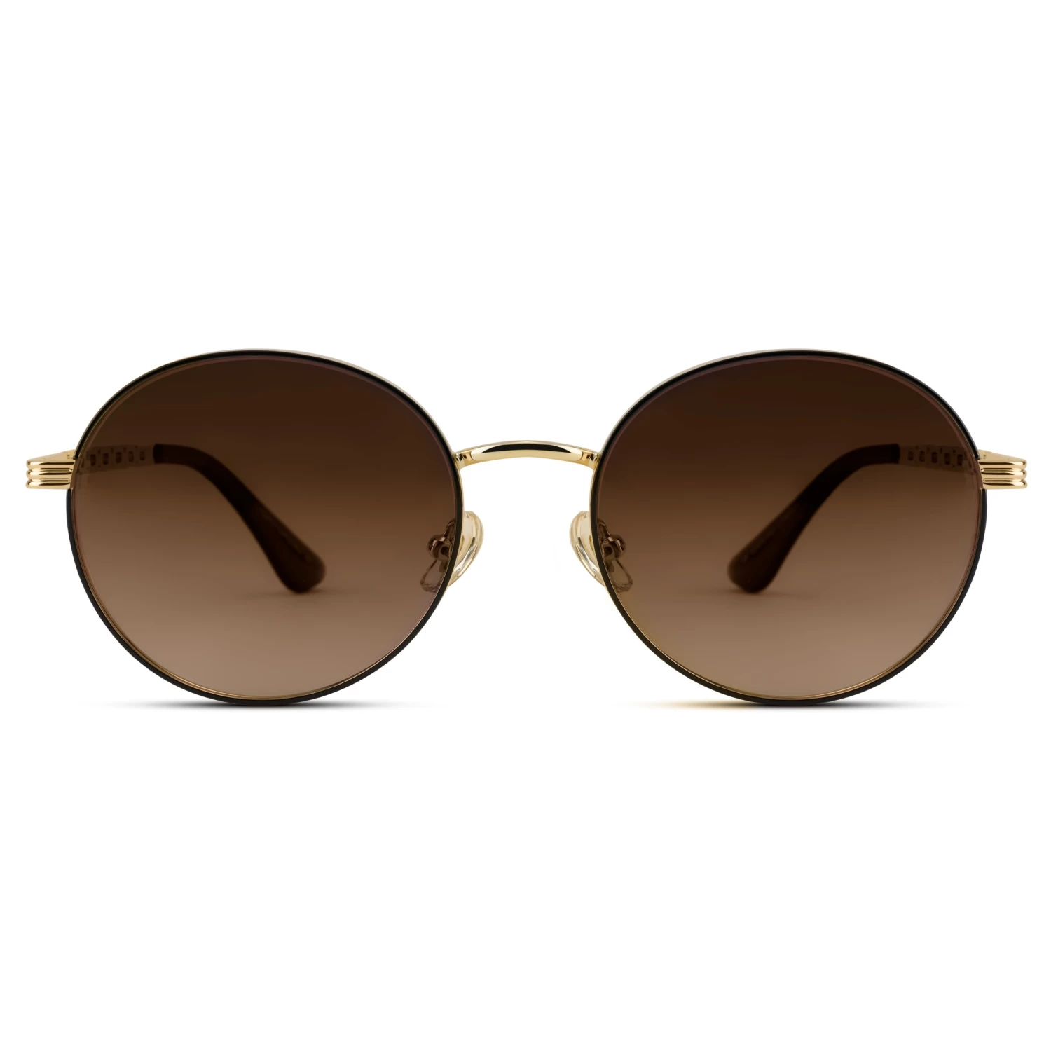Occasus | Round Gold-tone And Brown Polarized Sunglasses