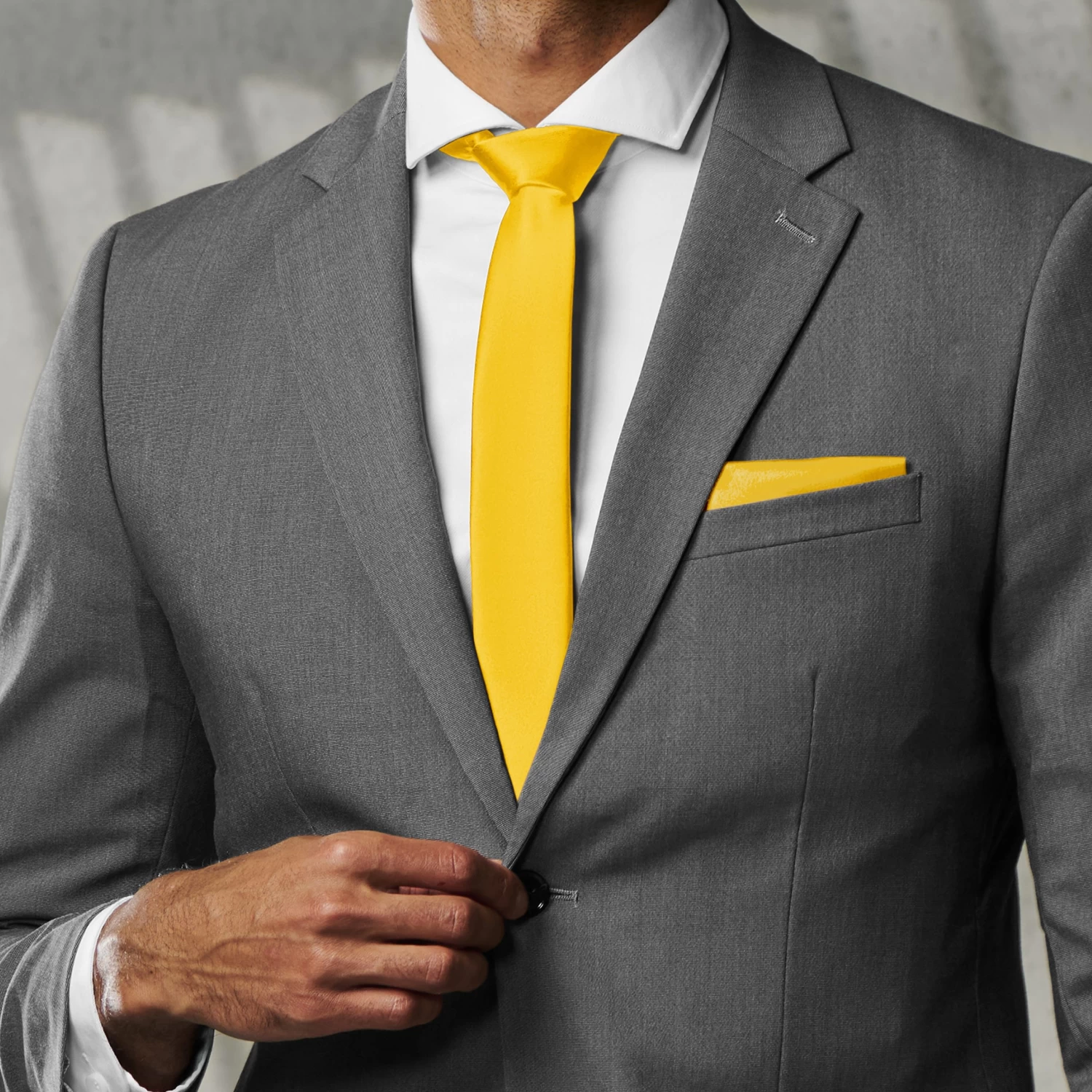 Basic Canary Yellow Polyester Tie - Image 4