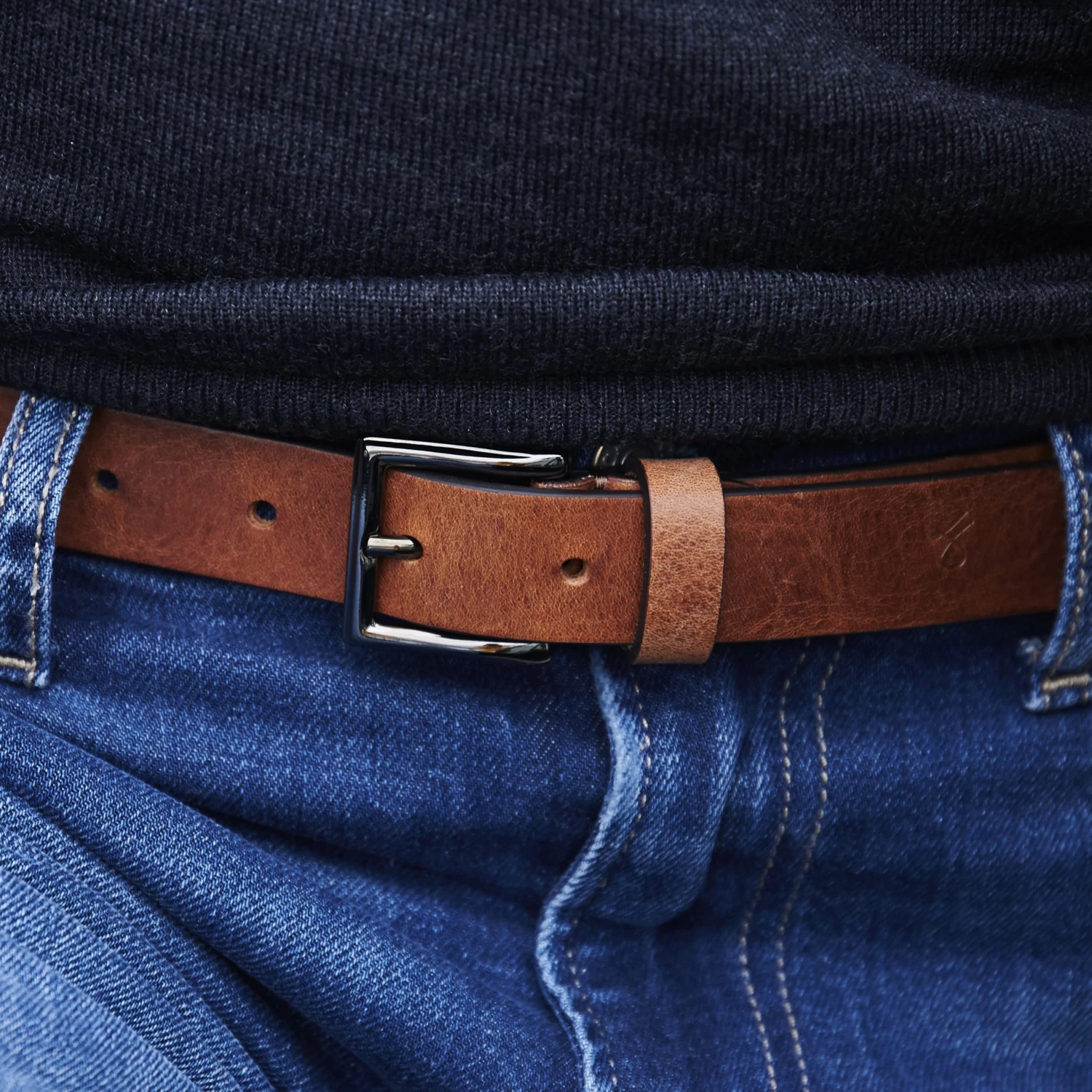 Padua | Slim Cognac Leather Dress Belt - Image 8