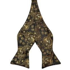 Black & Golden Patterned Self-Tie Silk Bow Tie