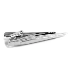 Short Silver-Tone Peak Tie Clip