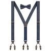 Deep Blue Denim Y-Back Dual Clip Braces & Pre-Tied Bow Tie Set