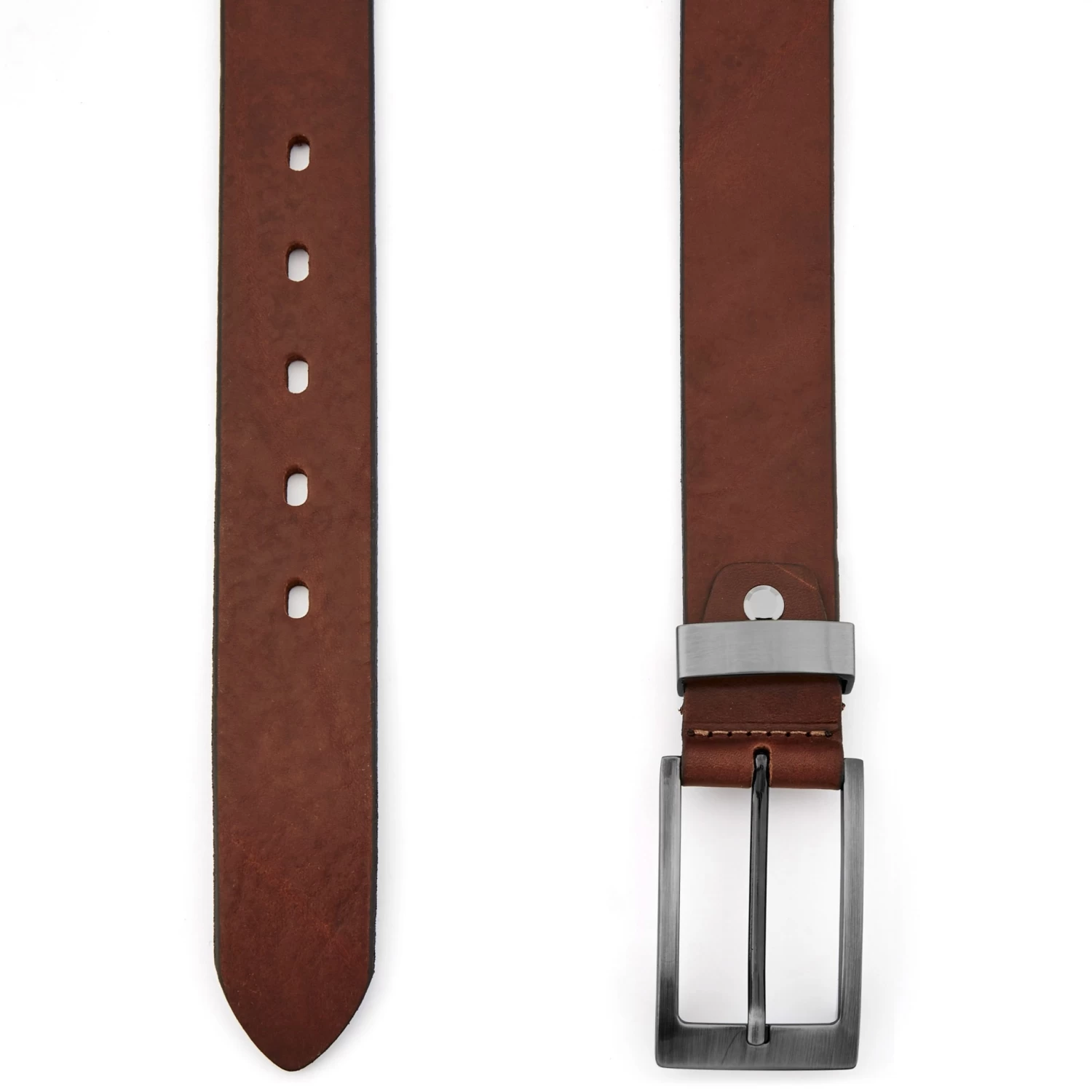 Casual Chocolate Brown Leather Belt - Image 2