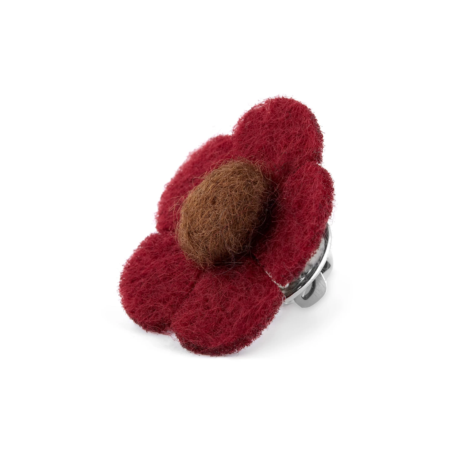 Bordeaux & True Brown Felt Flower Lapel Pin - Image 2