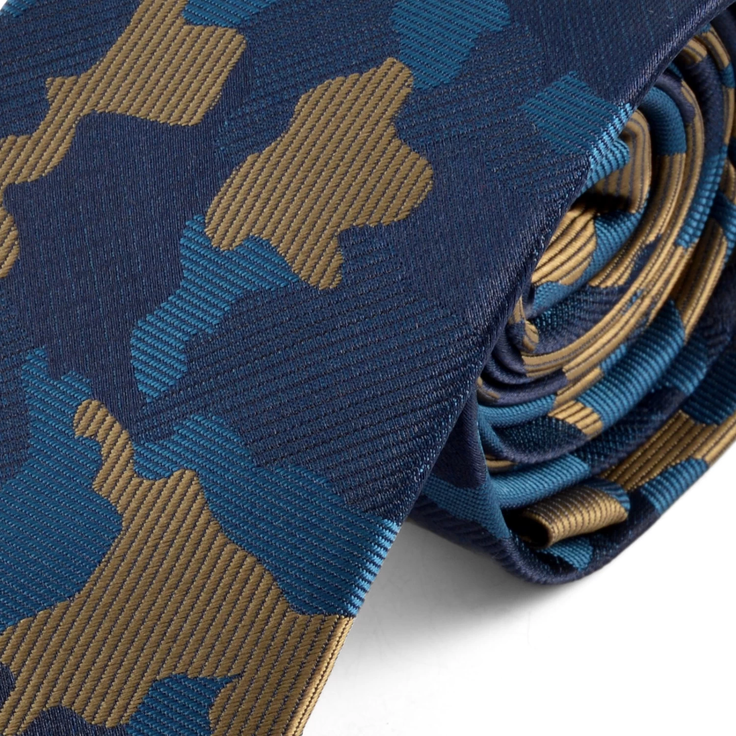 Blue & Brown Camouflage Polyester Tie - Image 2