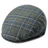 Fido | Khaki Green, Light Blue, Black & White Plaid Flat Cap