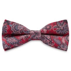 Boho | Cherry Red Floral Silk Pre-Tied Bow Tie