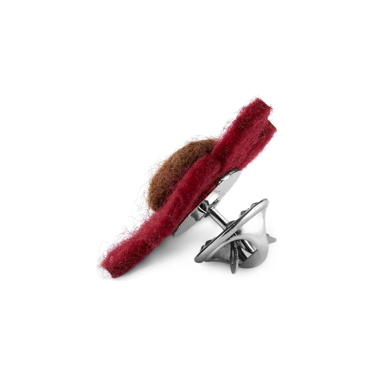 Bordeaux & True Brown Felt Flower Lapel Pin - Image 4