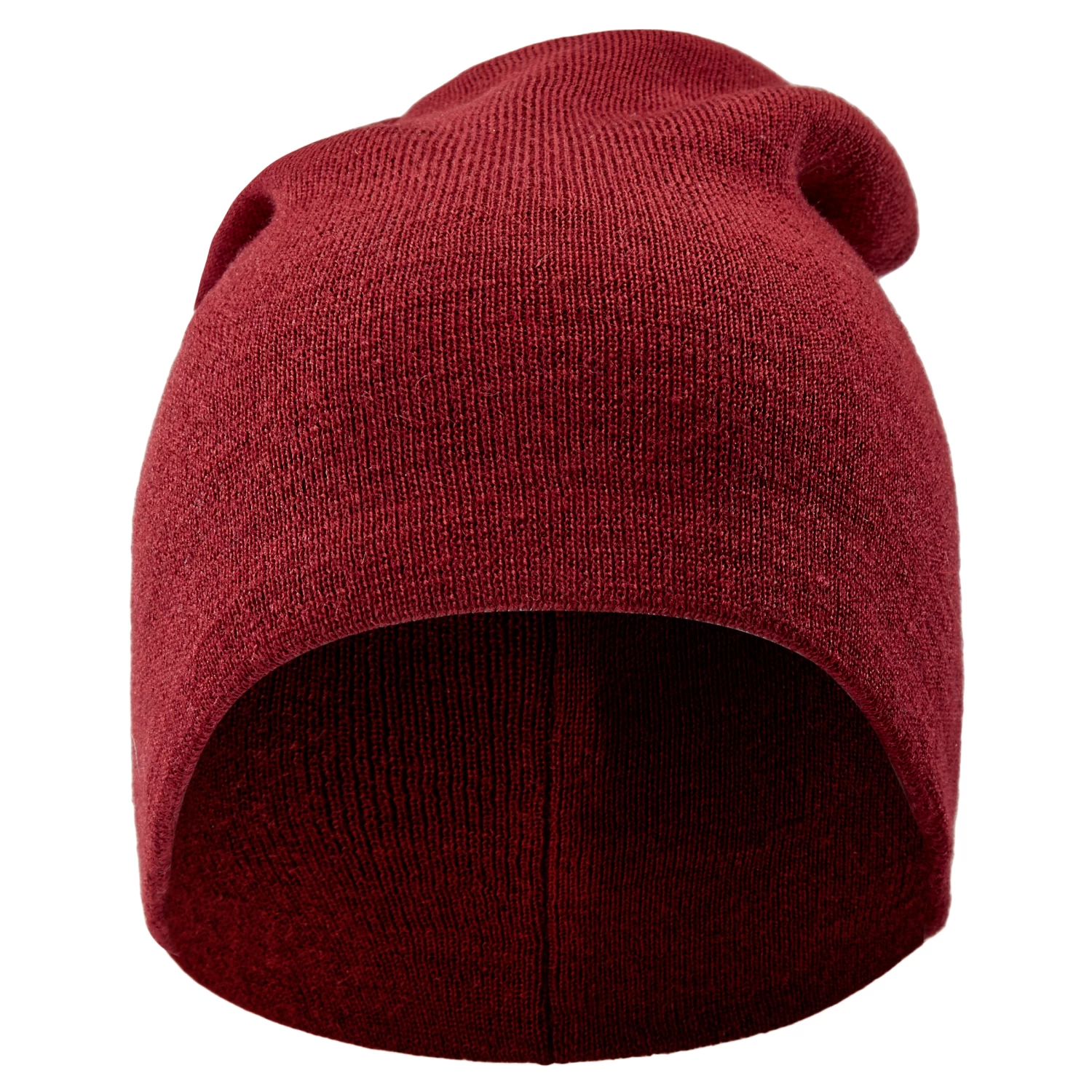 Burgundy Acrylic Mix Fine Knitted Beanie - Image 2
