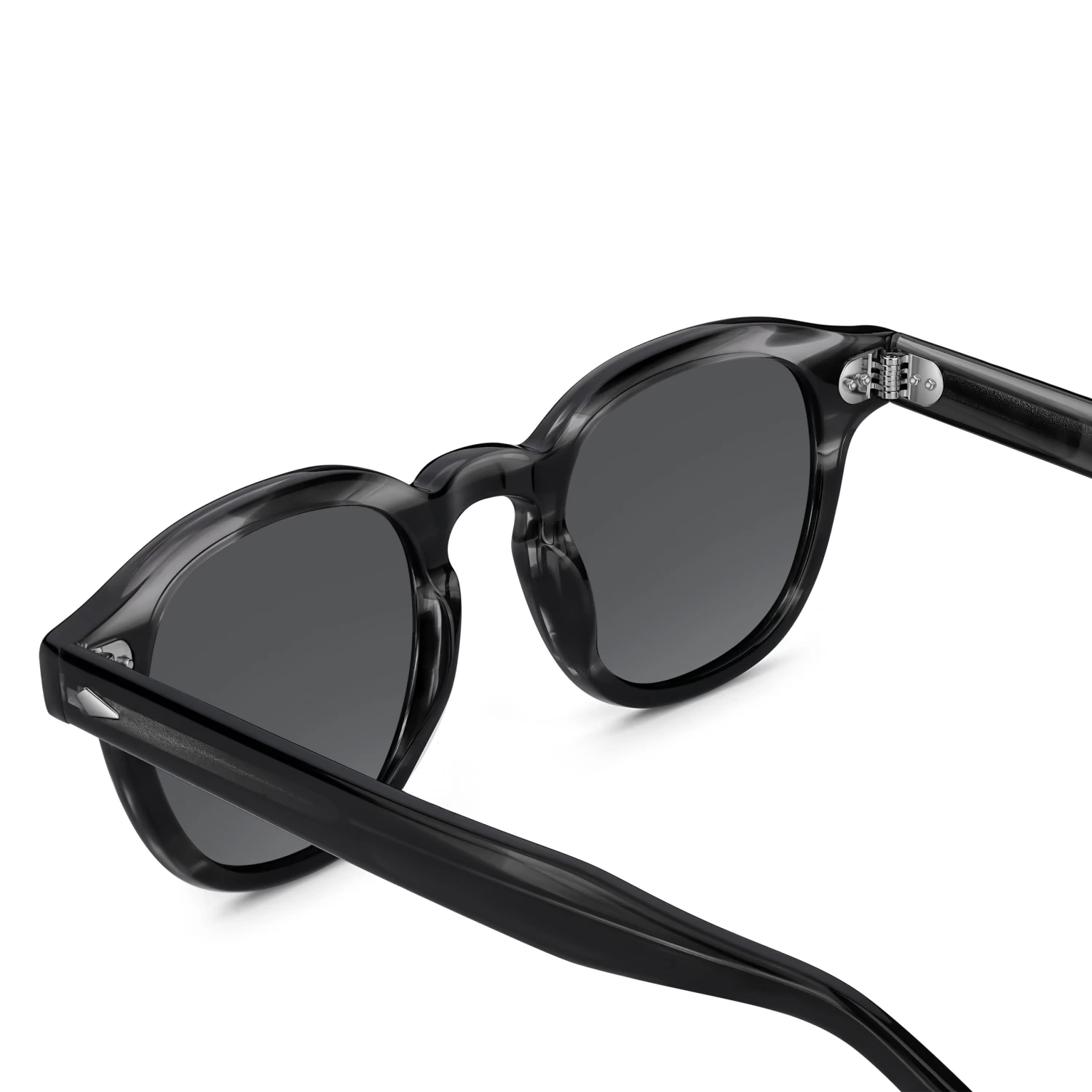 Monochrome Tortoiseshell Round Horn Rimmed Polarised Sunglasses - Image 3