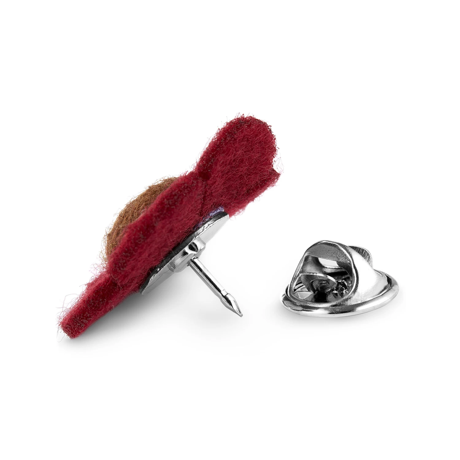 Bordeaux & True Brown Felt Flower Lapel Pin - Image 3