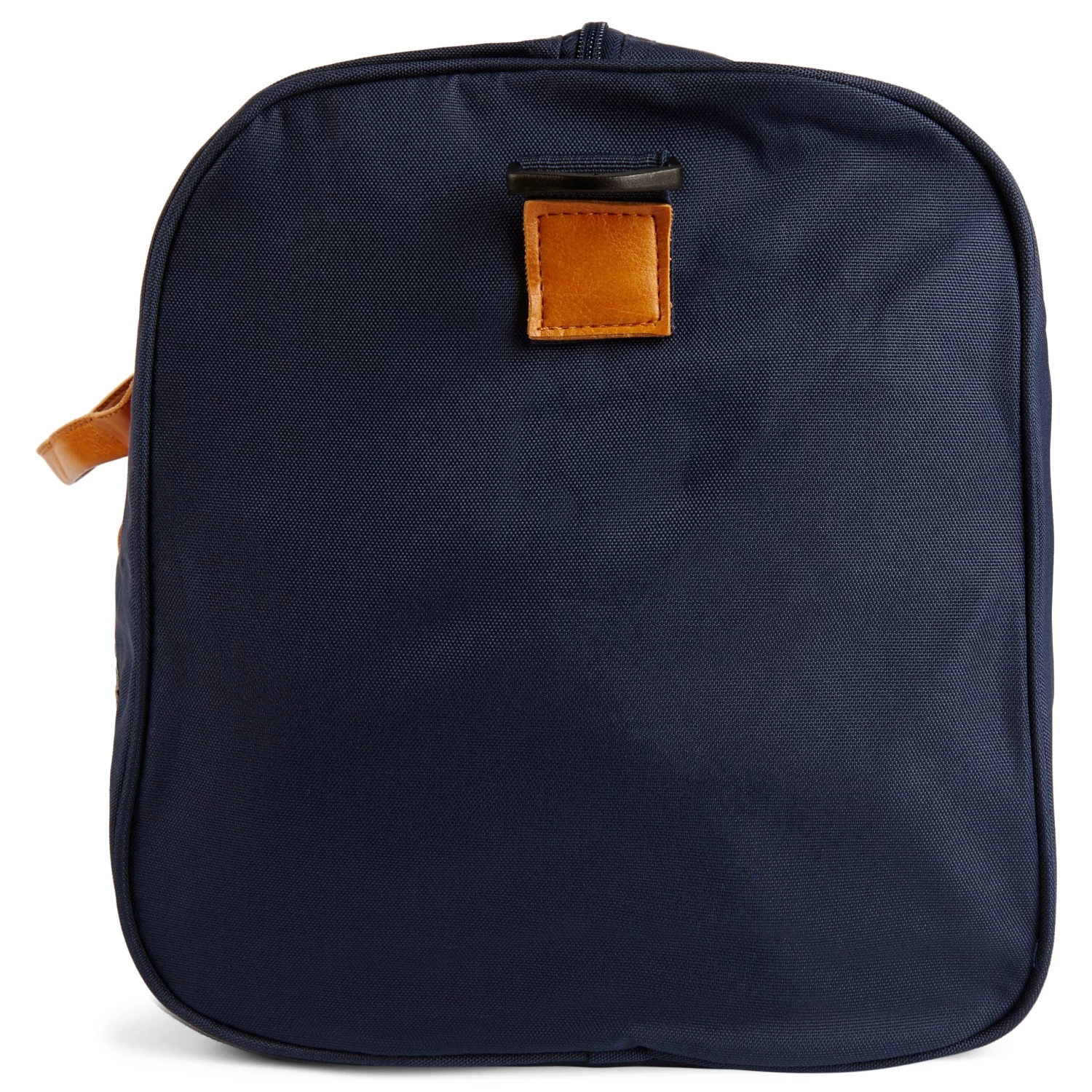 Lewis | Navy Blue Polyester & Tan Faux Leather Duffle Bag - Image 5