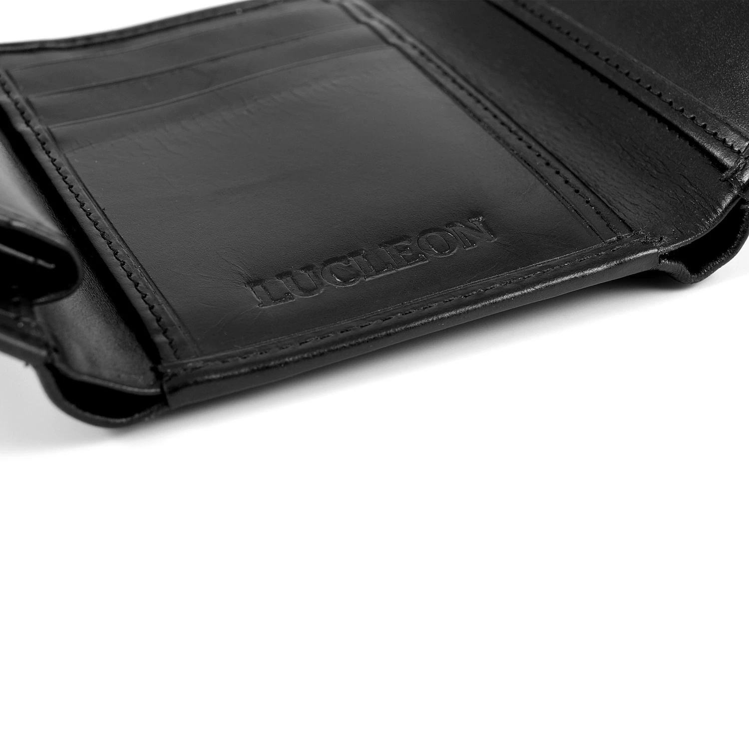 Black Leather Trifold Wallet - Image 4