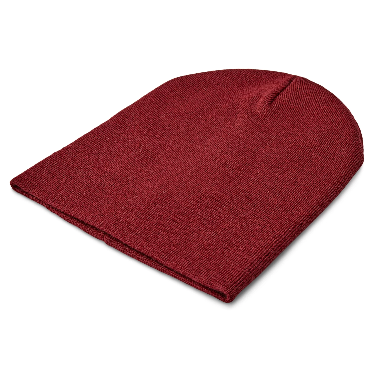 Burgundy Acrylic Mix Fine Knitted Beanie - Image 3