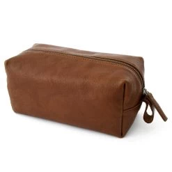 California | Tan Leather Wash Bag