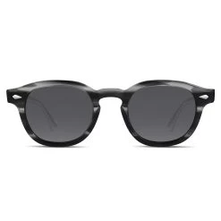Monochrome Tortoiseshell Round Horn Rimmed Polarised Sunglasses