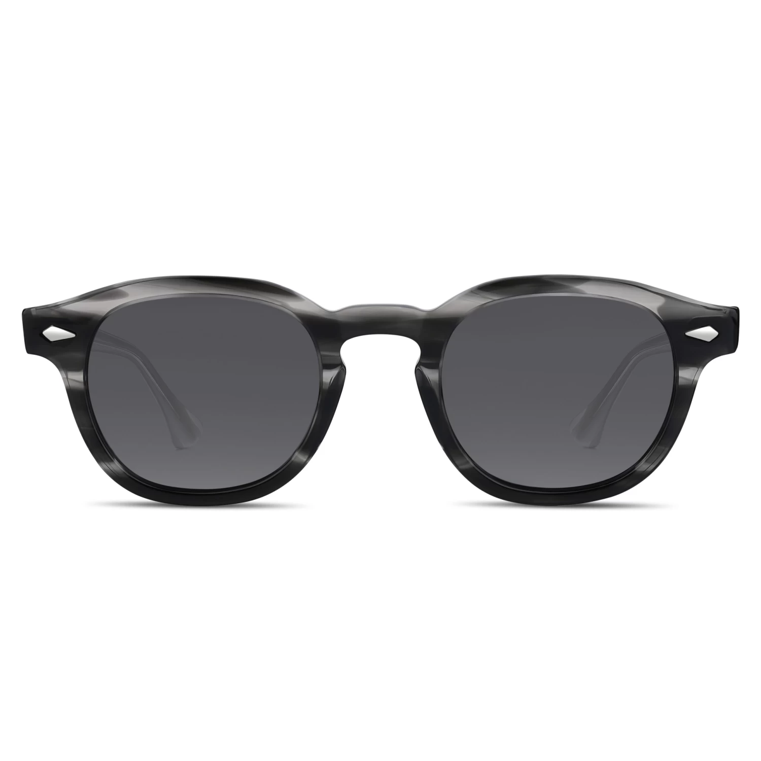 Monochrome Tortoiseshell Round Horn Rimmed Polarised Sunglasses