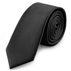 6 Cm Black Grosgrain Skinny Tie