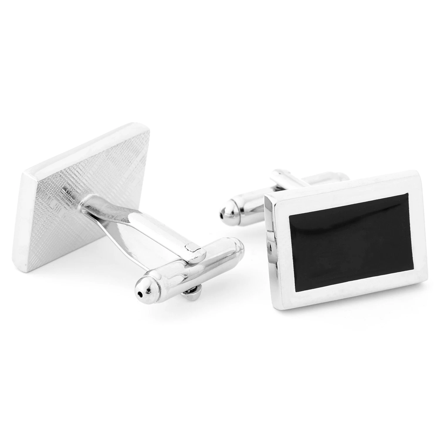 Silver-Tone & Black Blackboard Cufflinks & Tie Clip Set - Image 5