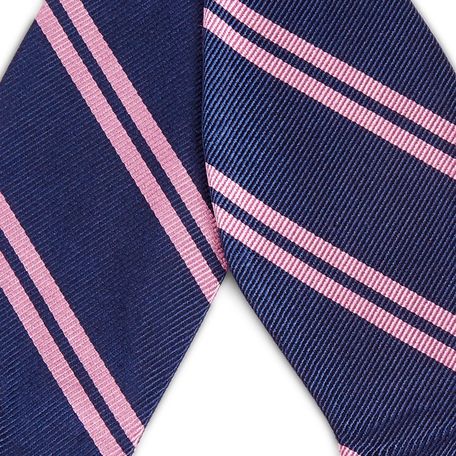 Peach Blossom & Navy Blue Twin Stripe Silk Self-Tie Bow Tie - Image 2