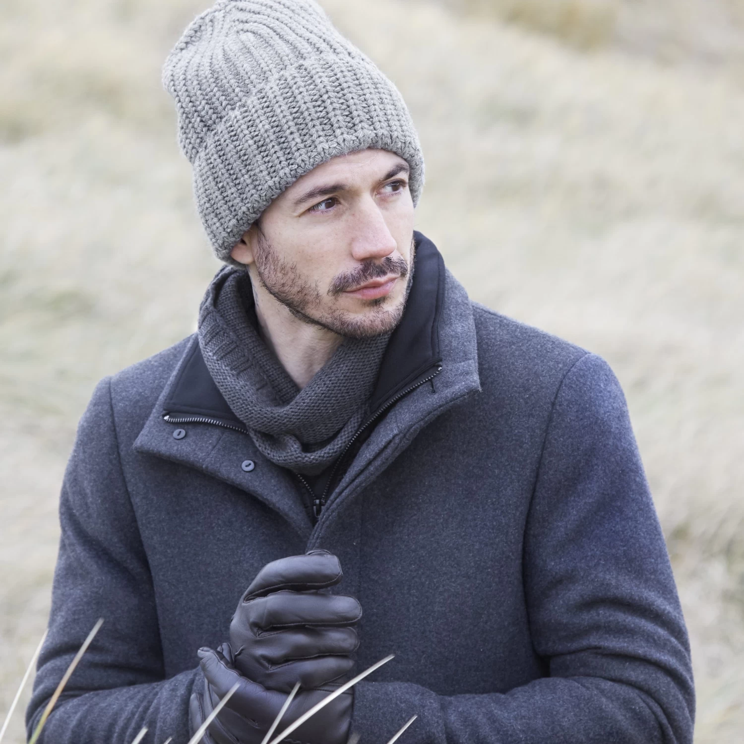 Montagna | Camouflage Gray Chunky Knitted Rib Beanie - Image 2