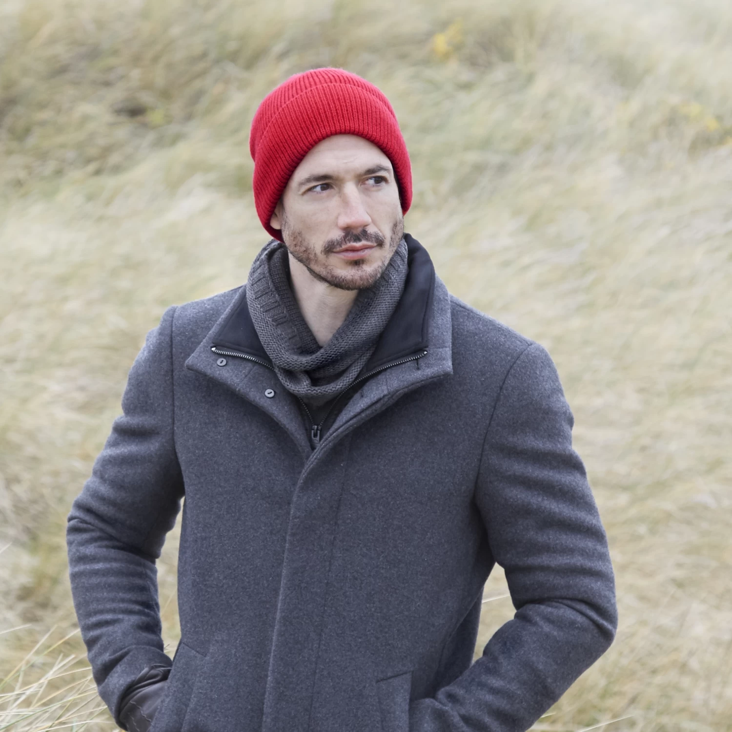 Montagna | Cherry Red Chunky Knitted Rib Beanie - Image 2